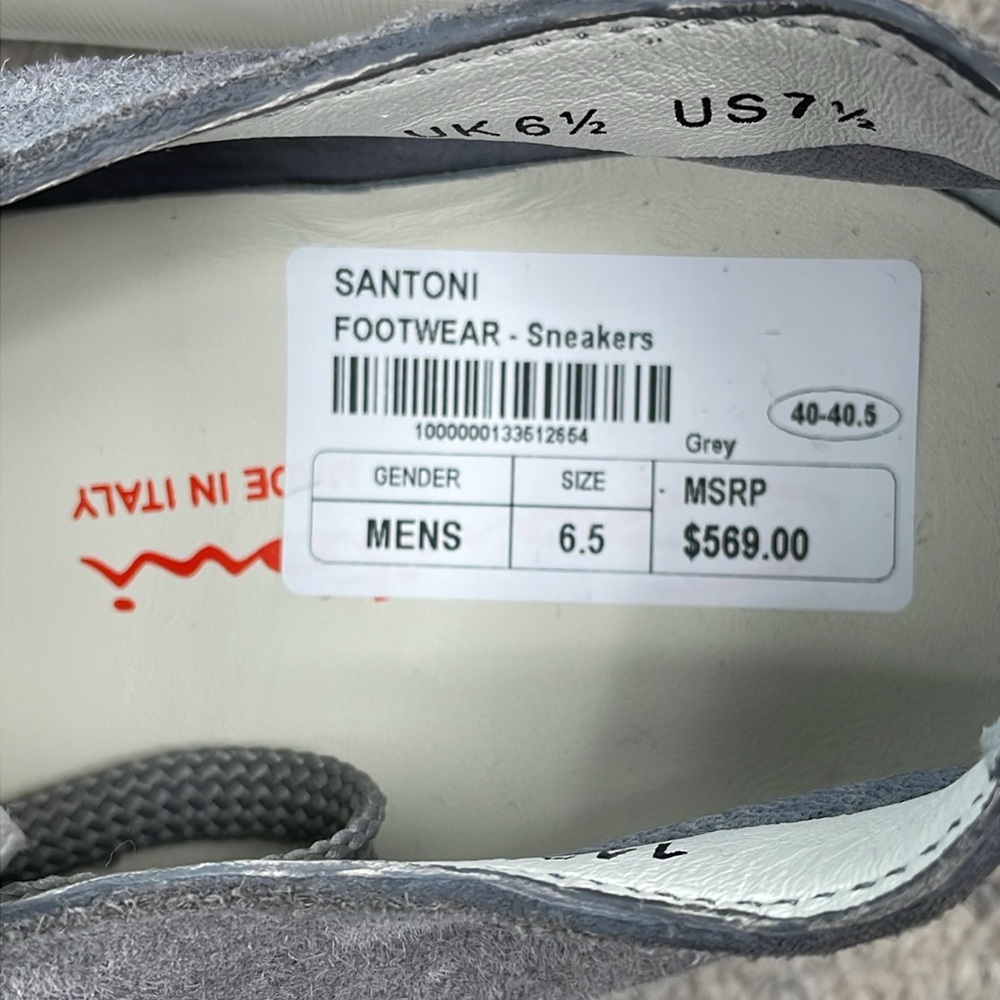 SOLD - New Santoni Micro Suede Low Top Sneakers Soft Gray Sz 7.5 - Picture 3 of 11